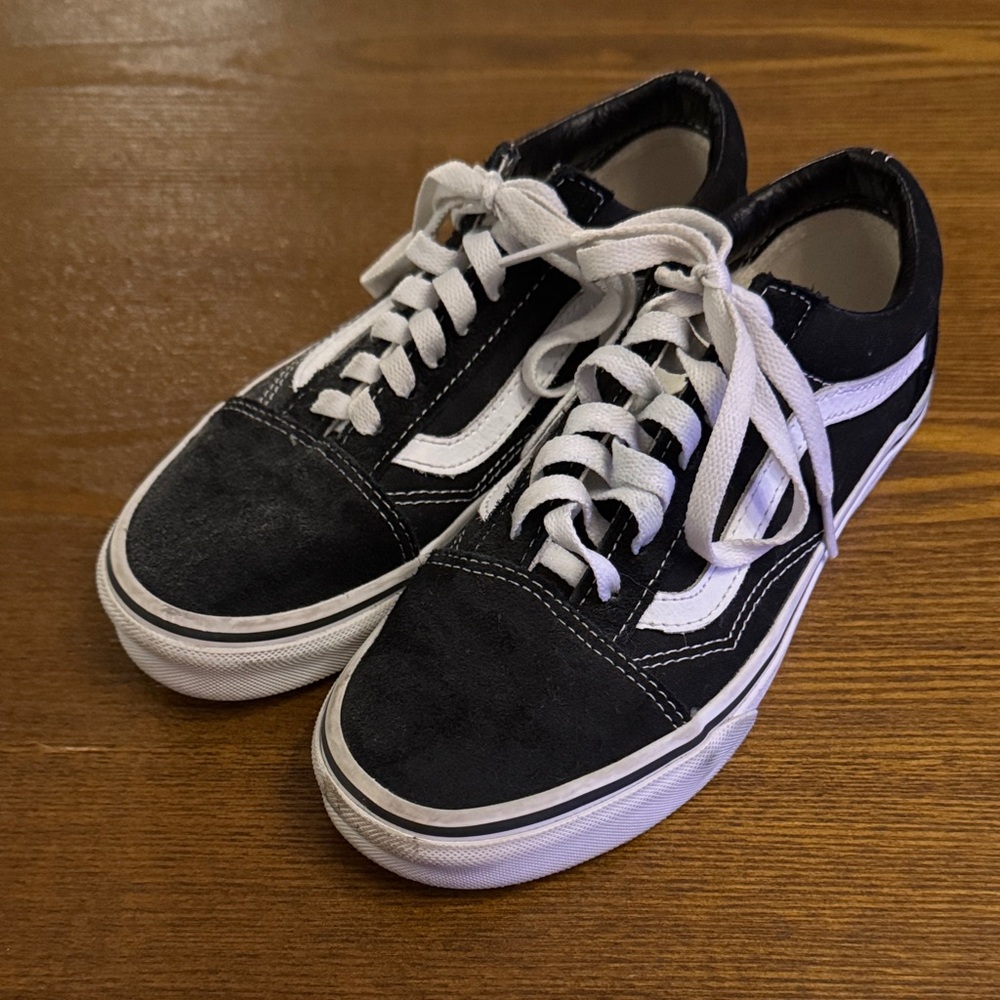 Vans Classic Black and White Lace-Up Shoes
